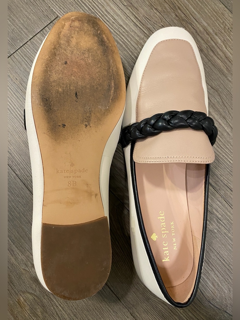 kate spade Mable Two-Tone Cream & Beige Braided Strap Loafers - Picture 9 of 9
